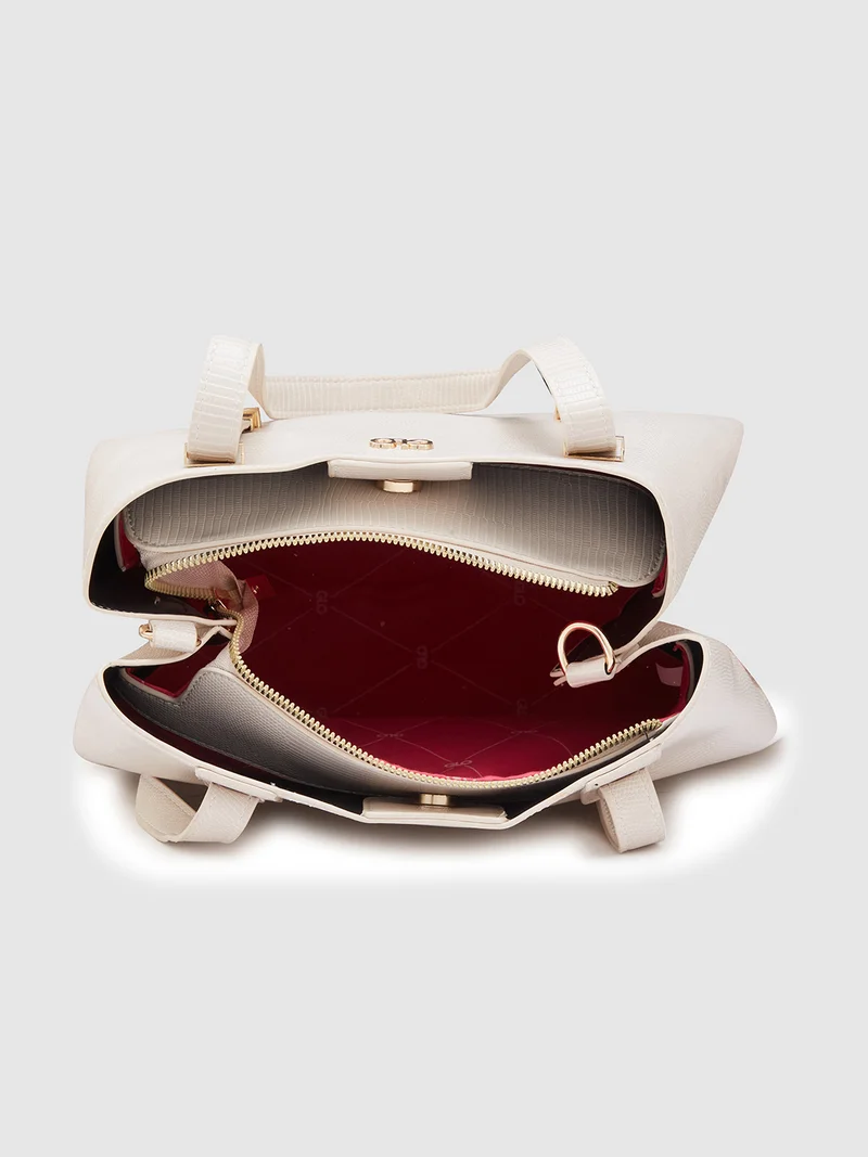 globus  Globus Women Ivory Textured Casual Handheld Bag  | Best Price UAE